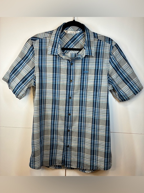 Travis Mathew Other - Travis Mathew Men’s Plaid Button Up Shirt Short Sleeve Blue Gray Size M